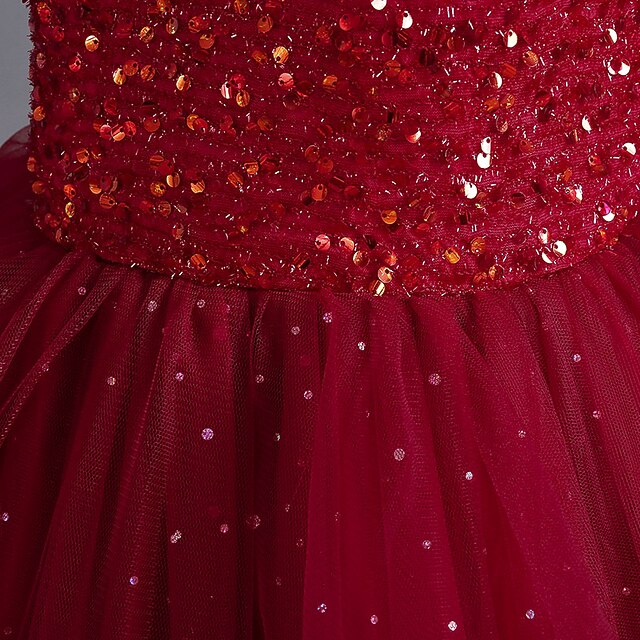Sequin Solid Girls' Kids Color Dress Sleeveless Party