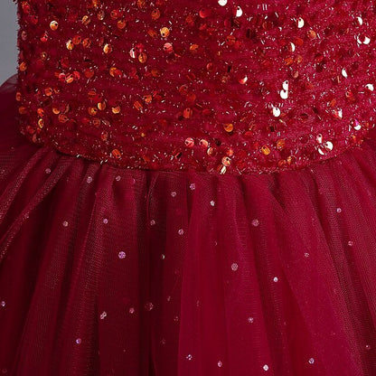 Sequin Solid Girls' Kids Color Dress Sleeveless Party