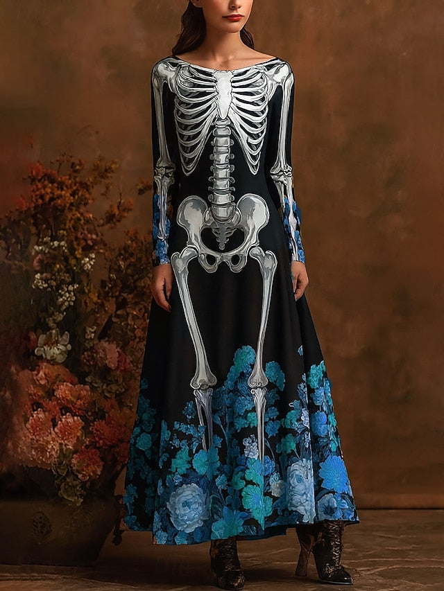 Women's Skeleton Maxi Dress Sheath Dress A Line Dress