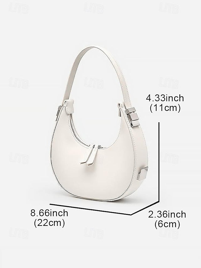Sleek Crescent Silver Hobo Hardware Ivory Bag - Elegant with