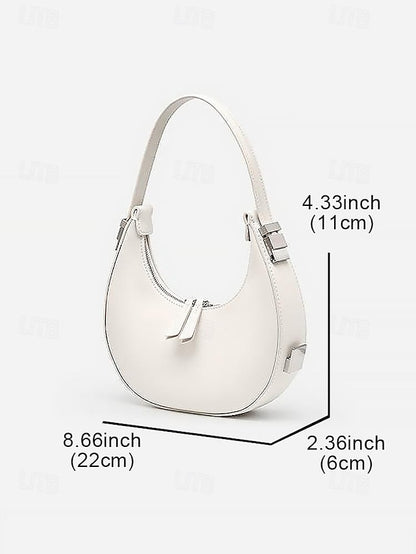 Sleek Crescent Silver Hobo Hardware Ivory Bag - Elegant with