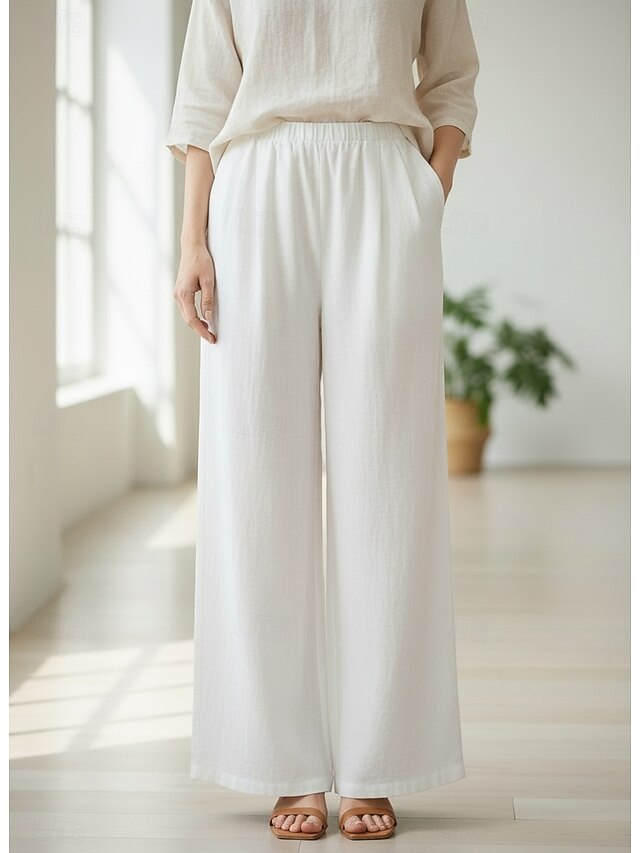 70% Linen Women's Linen Pants Culottes Wide Leg Wide Leg