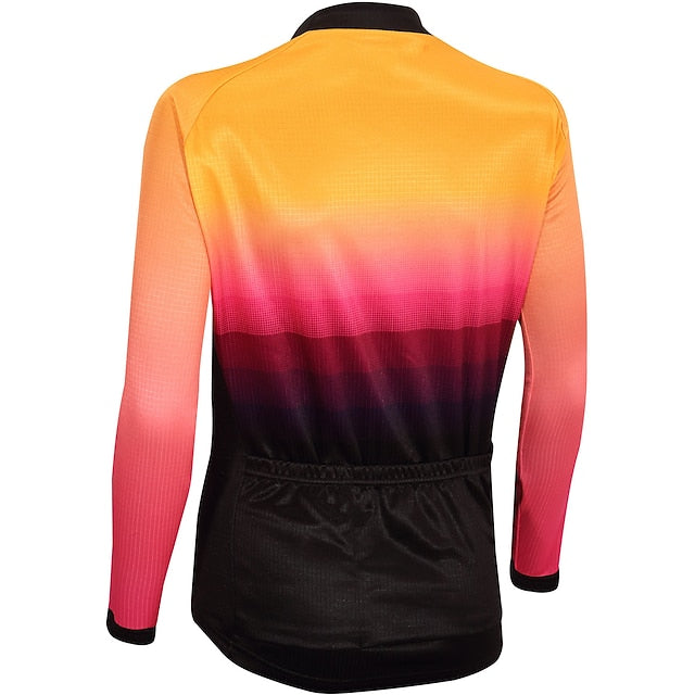 Women's Cycling Jersey Gradient Long Sleeve Bike Jersey Top