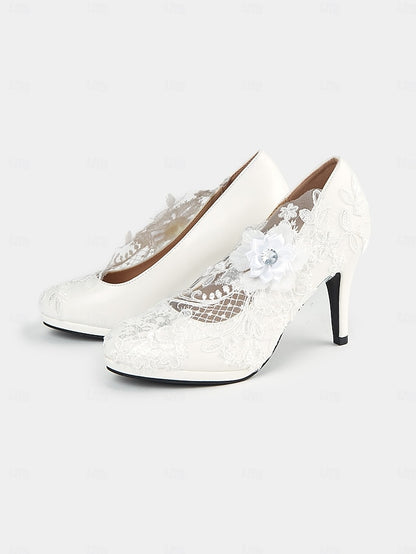 High Heel Floral – White Lace Shoes Bridal Embellishments with