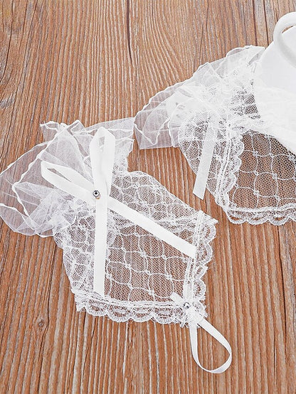 White – Lace Gloves Fingerless Bridal Elegant Wedding