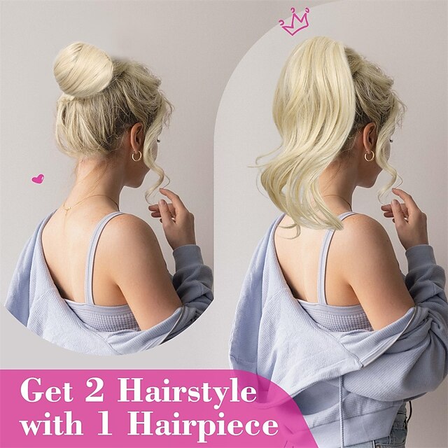 Messy Hair Bun Top Knot Clip in Bun Fake Hair Bun Ponytail