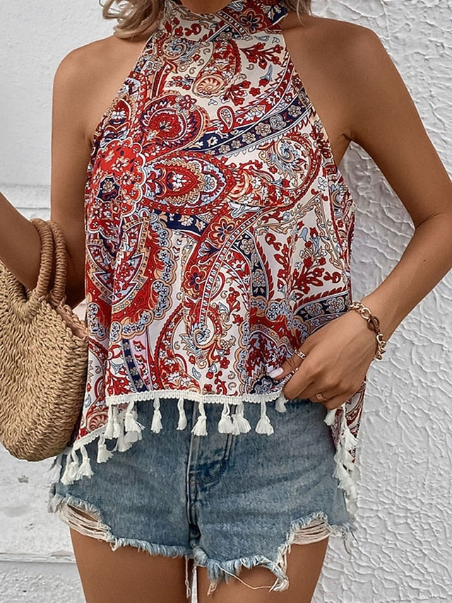Women's Camisole Tank Top Paisley Bohemia Daily Retro