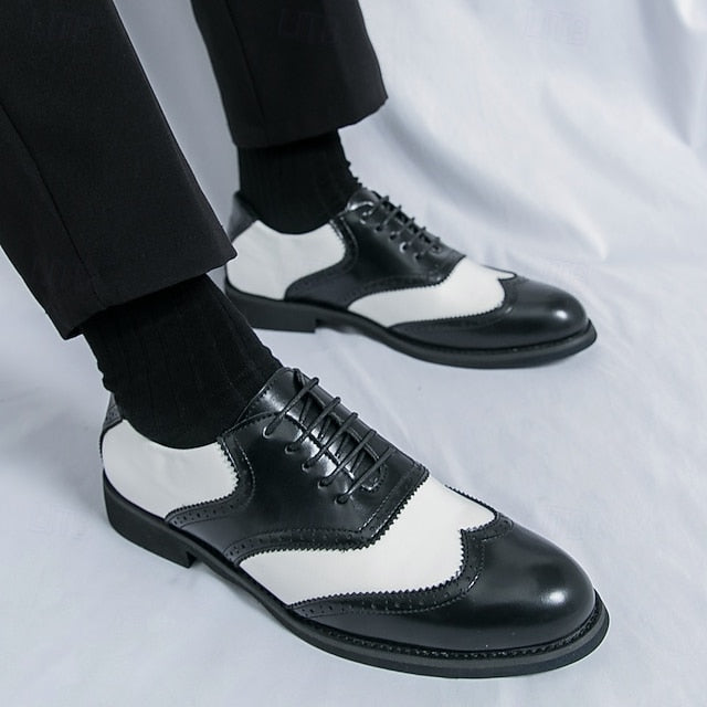 Shoes Men's Oxford White Two-Tone and Brogue Wingtip in