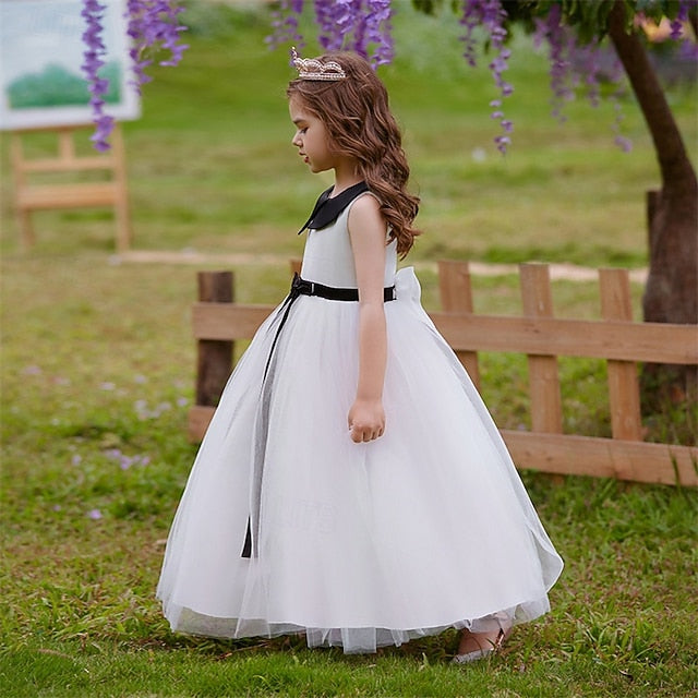 Performance Sleeveless Block Color Dress Girls' Party Kids