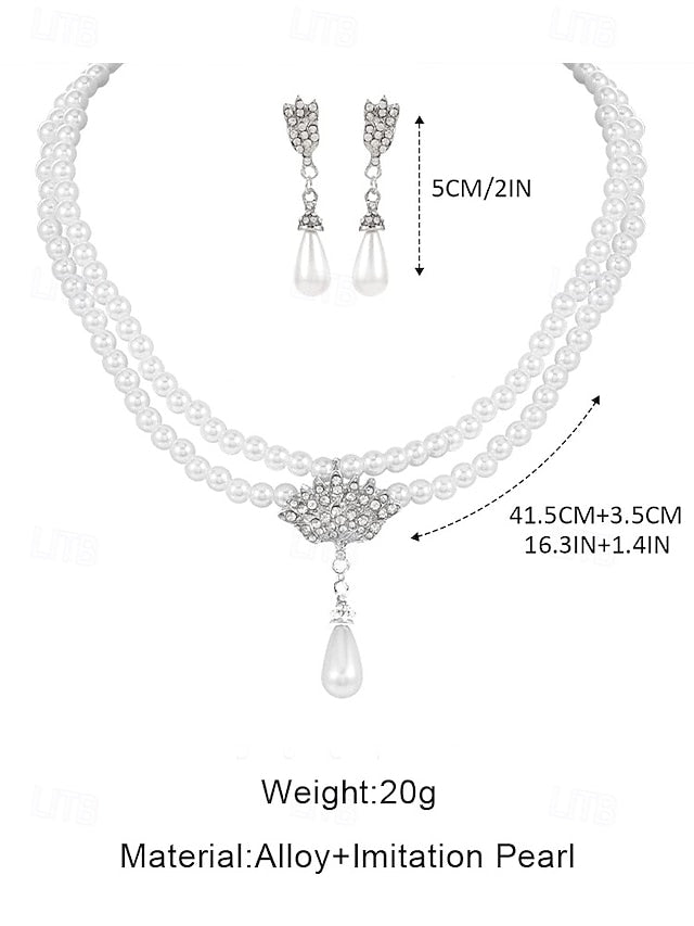 Set Double-Layer Elegant Necklace – Jewelry Bridal Pearl