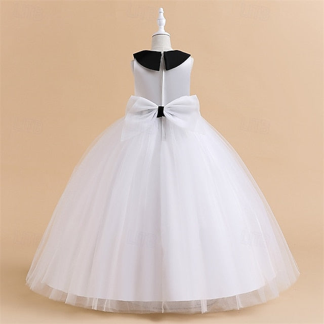 Performance Sleeveless Block Color Dress Girls' Party Kids