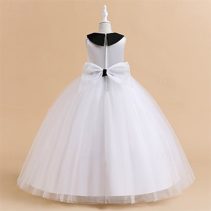 Performance Sleeveless Block Color Dress Girls' Party Kids