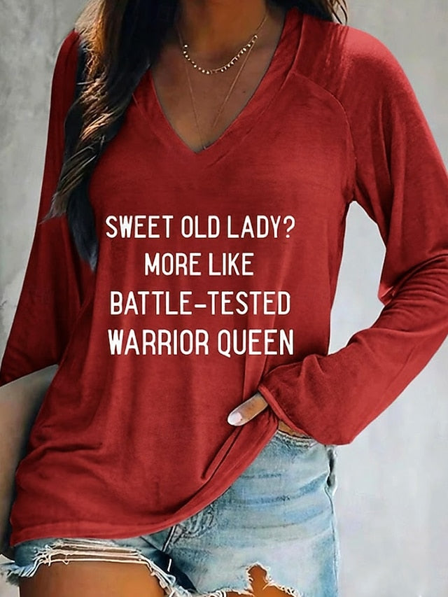 Women's T shirt Long Sleeve V Neck Long Sleeve Graphic