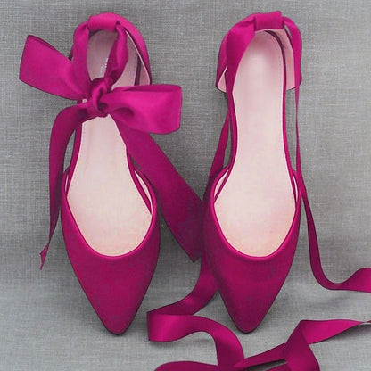 Ballet Tie Flats Satin Comfortable Women's Ribbon –
