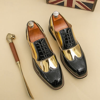 and with Men's Oxford Patent Shoes Gold Leather Black