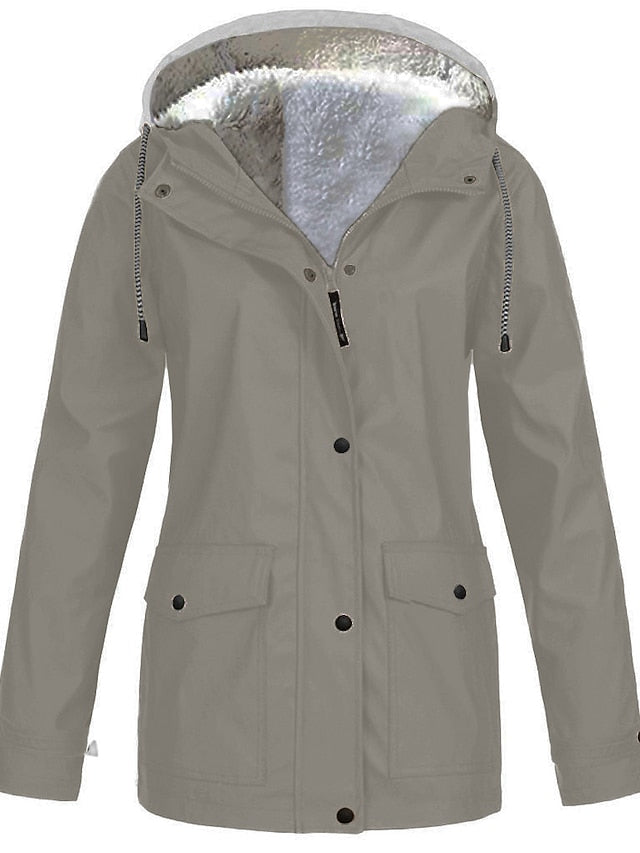 Women's Rain Jacket Raincoat Hiking Fleece Jacket Winter