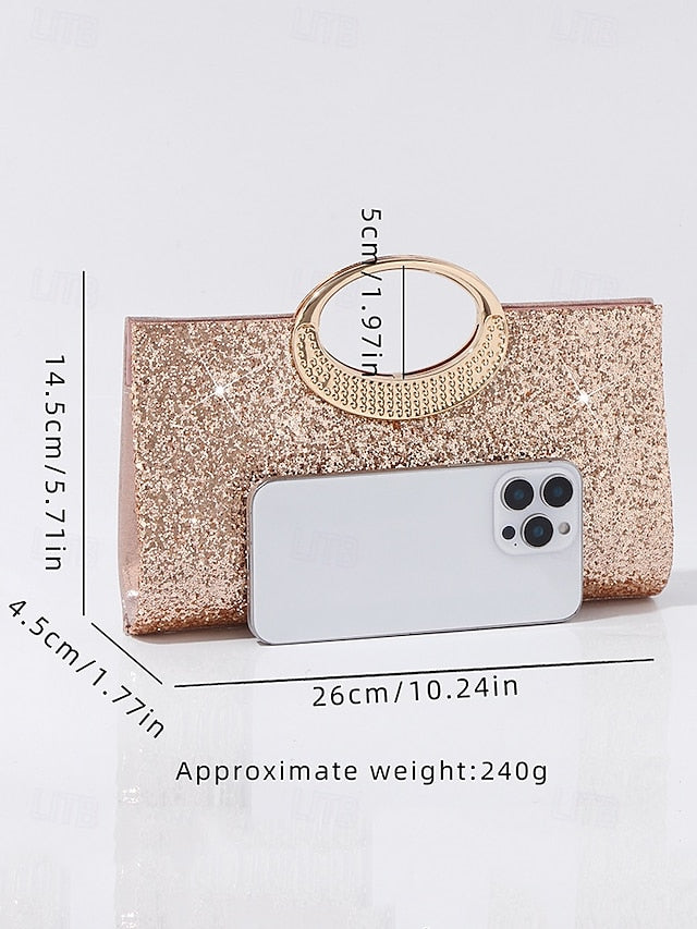 Evening Women's Gold Bag Clutch with Silver Glitter