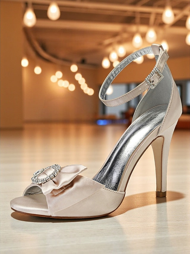 with Sandals Heel High Women's Rhinestone Purple Satin