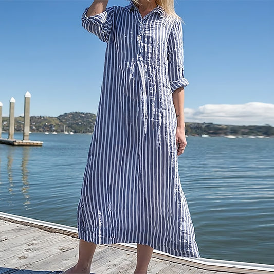 Women's Blue Black White Summer Spring Fall Maxi Dress