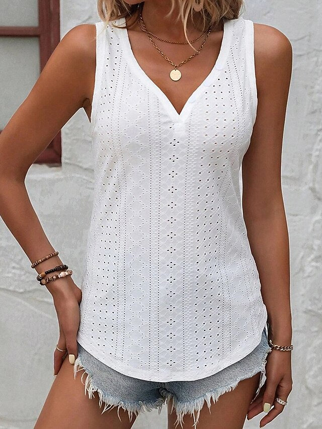 Lace top Eyelet Daily Women's Stylish Plain Blouse Tops