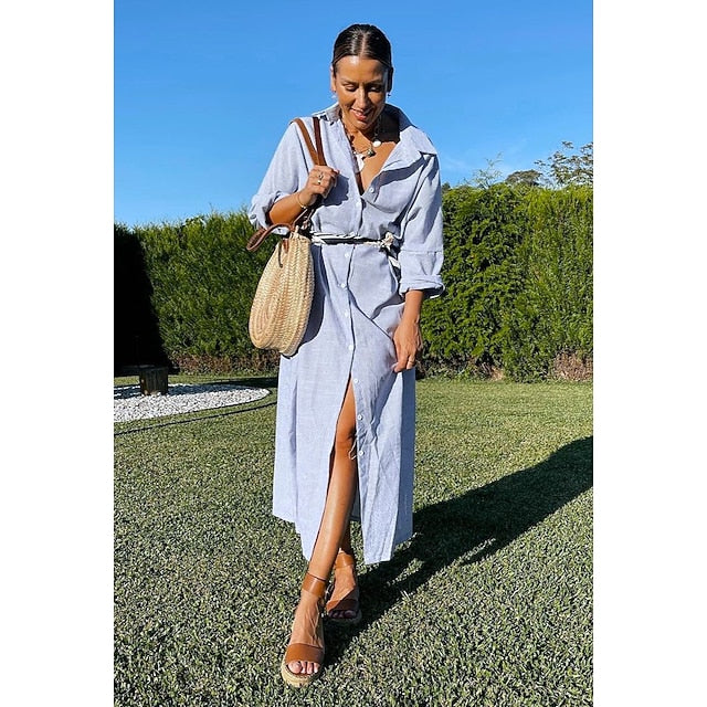 Women's Blue Black White Summer Spring Fall Maxi Dress 100%