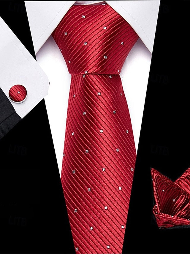 Silk Set Tie – and Men's Checkered Pocket Purple Square