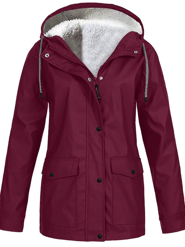 Women's Rain Jacket Raincoat Hiking Fleece Jacket Winter