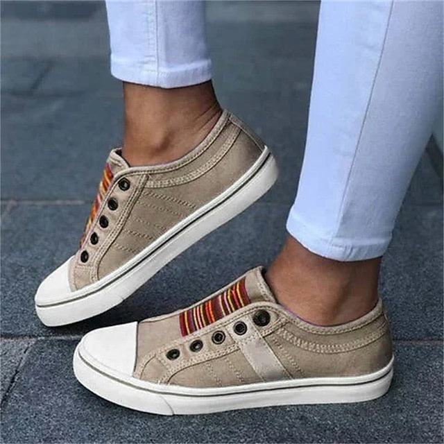 Women's Casual Slip-On Canvas Sneakers – Lightweight and