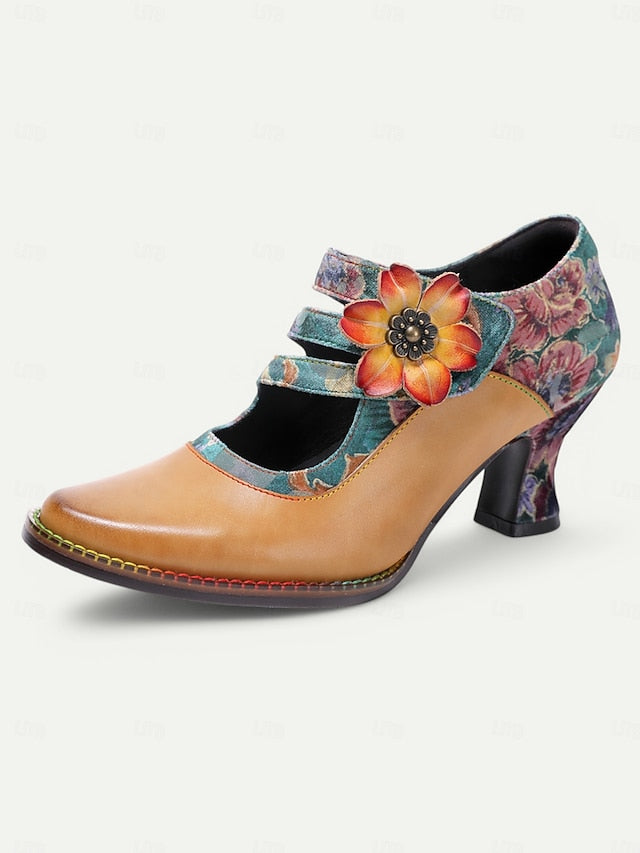 Floral Women's Leather Jane Heels 1930s – Vintage Mary