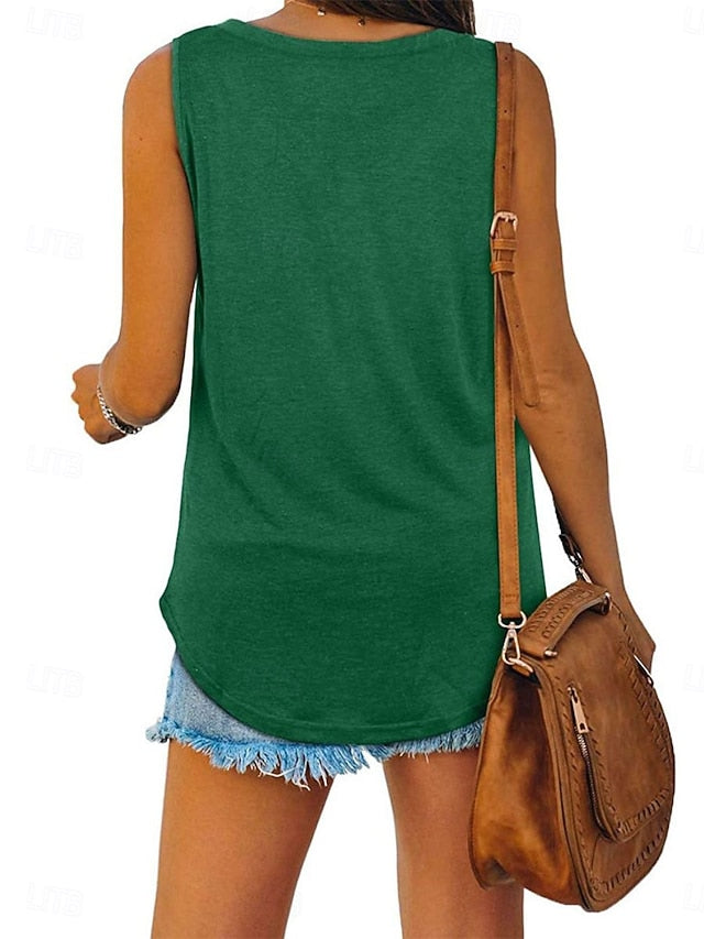 Women's Blouse Plain Active Vintage Sleeveless V Neck Long