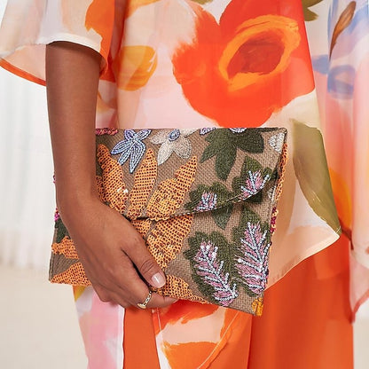 - Women's Floral Clutch Handheld Embroidered Evening Bag