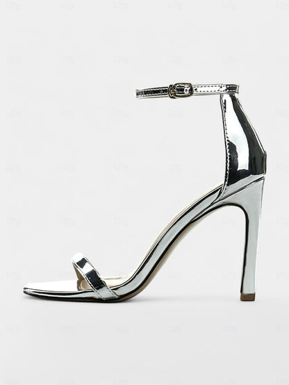 Ankle Strap Open-Toe Women Black Stiletto Elegant - Sandals for