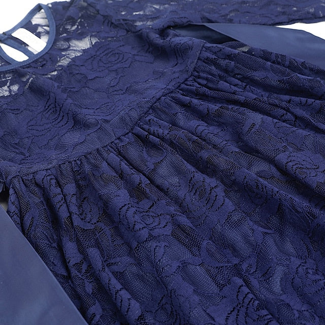 Girls' Solid Kids Colored Flower Long Dress Girl