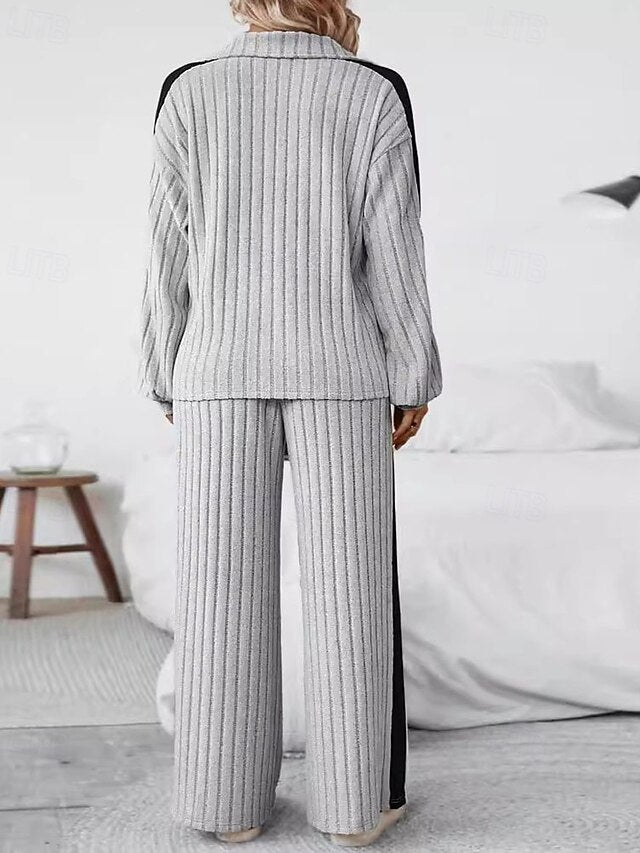 Collar Pants Top Shirt Long Women's Bolero Sleeve Sets
