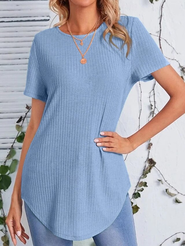 Women's T Shirt Tee Top Solid Color Fashion Classic Casual