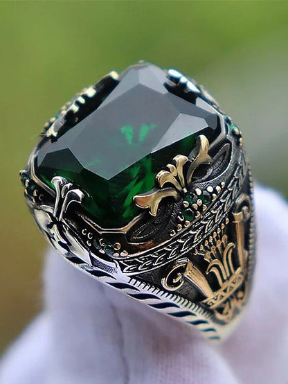 Gemstone Men's Ring Alloy