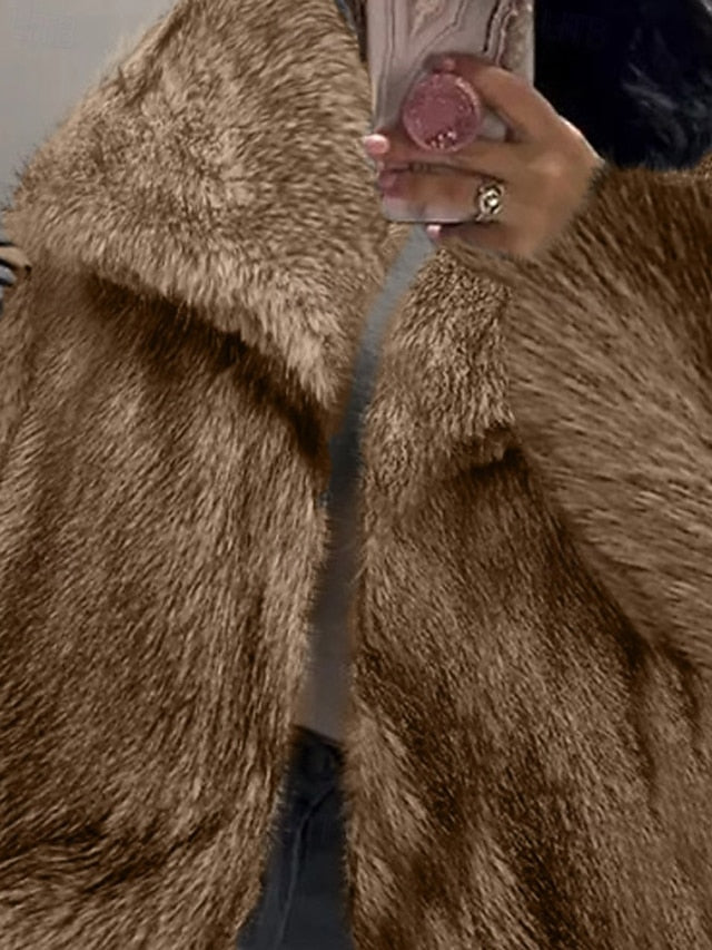 Faux Comfortable Warm Fur Women's Leathers Coat Furs