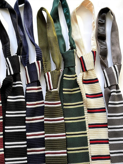 Stylish Christmas Men's Woven - Tie Knit Neck Stripe