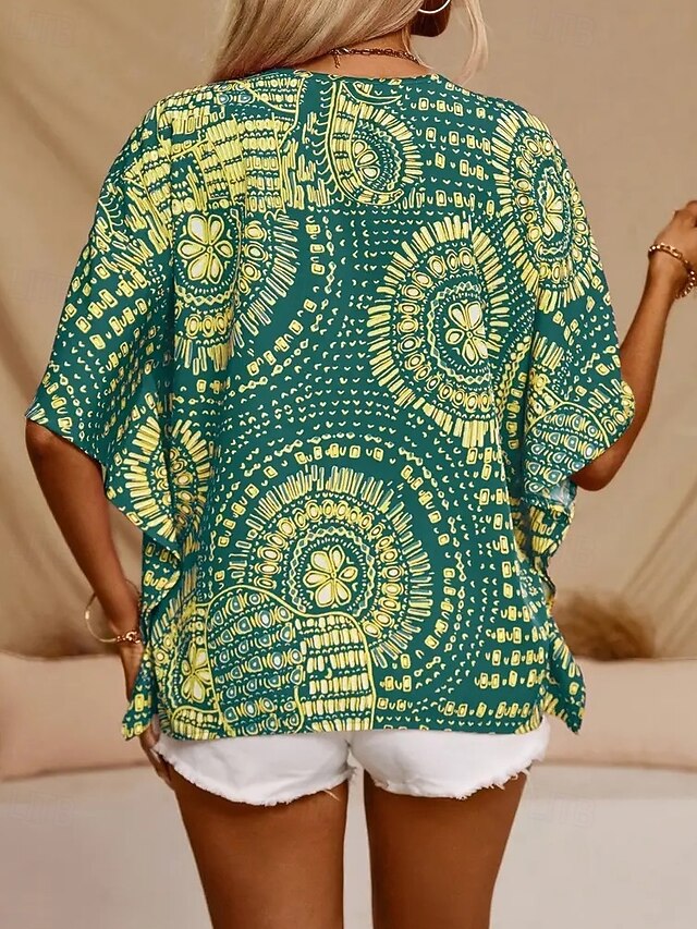 Women's Blouse Print Floral Bohemia Vintage Stylish Short
