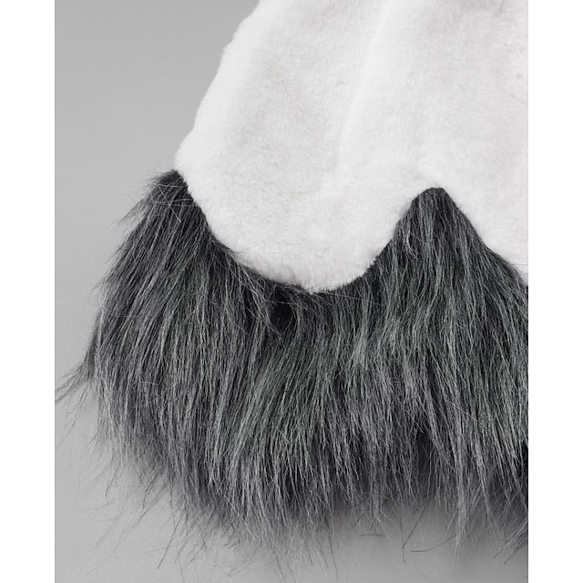 Jacket Coat Long Women's Black Sherpa Faux White Fur