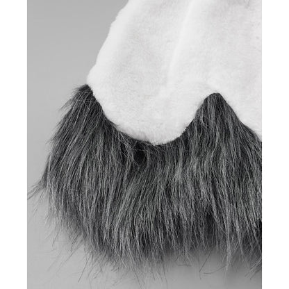 Jacket Coat Long Women's Black Sherpa Faux White Fur