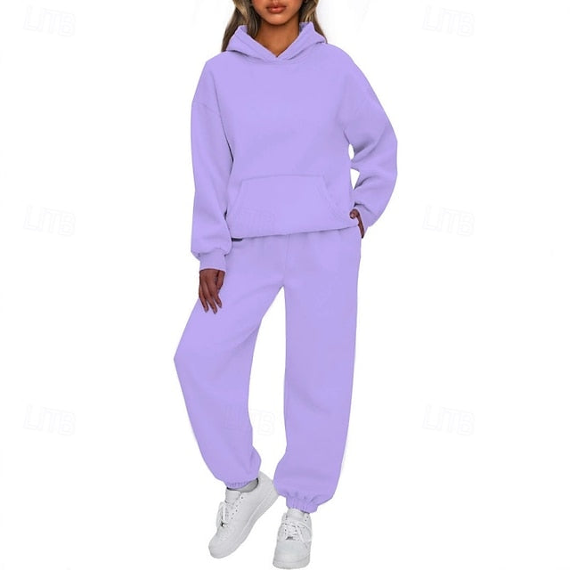 Women's Hoodie Pants Sets Bolero Top Long Sleeve Hooded