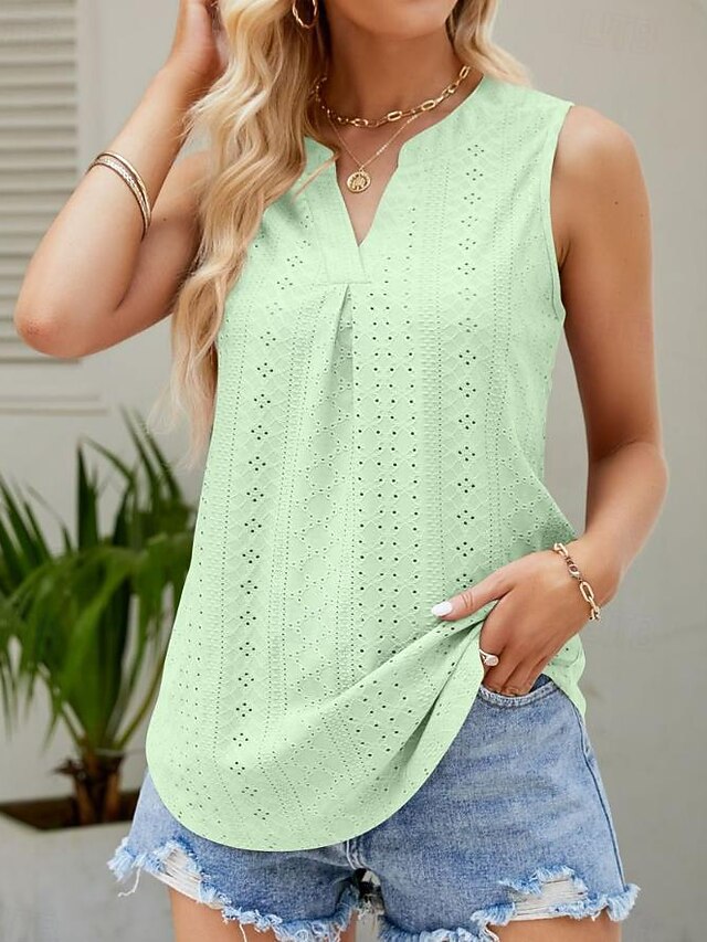 Women's Pointelle Shirt Eyelet Top Lace Shirt Short Sleeve