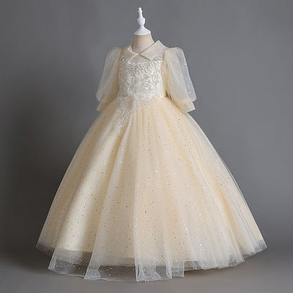 Solid Girl Flower Girls' Half Kids Party Dress Color