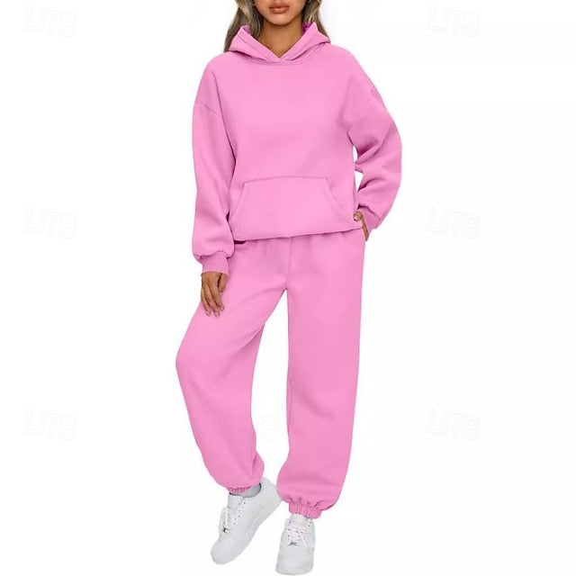 Women's Hoodie Pants Sets Bolero Top Long Sleeve Hooded