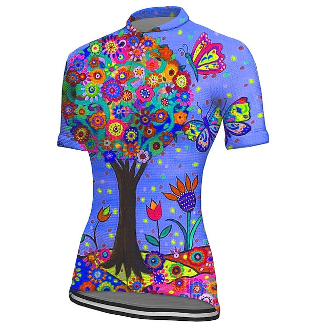 Women's Cycling Jersey Graphic Plants Short Sleeve Bike