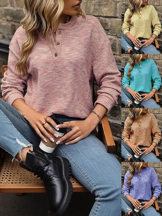 Women's Blouse Buttons Striped Stylish Casual Long Sleeve