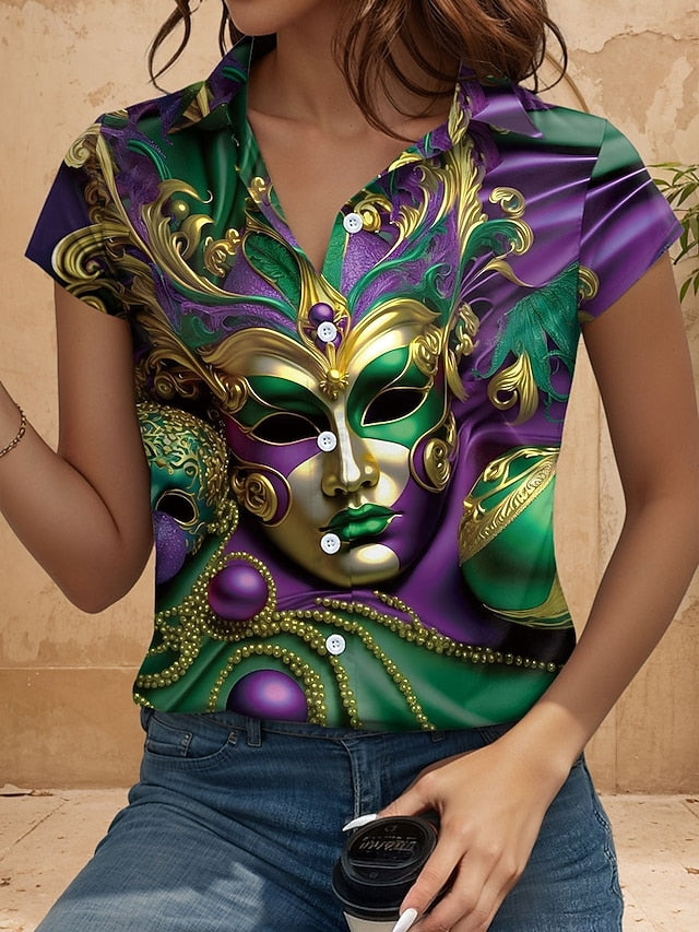 Carnival Women's Shirt Graphic Daily Short Sleeve Cap