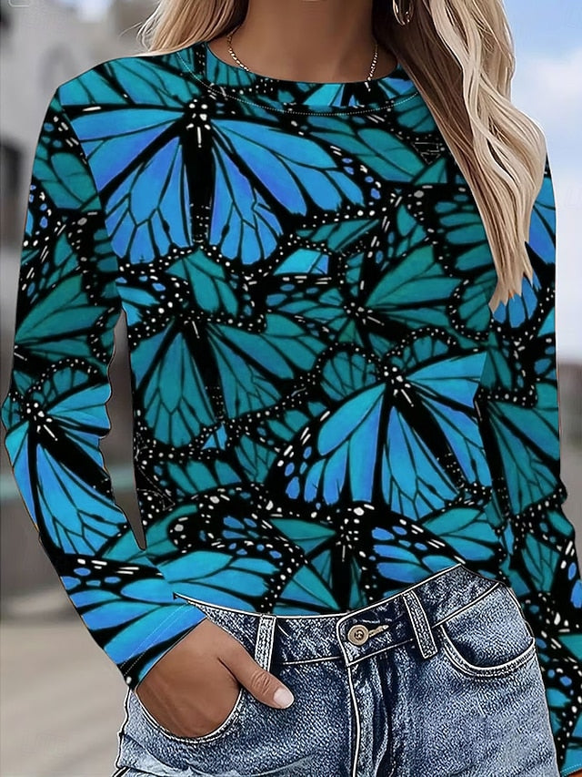 Women's T Shirt Graphic Butterfly Vintage Fashion Stylish