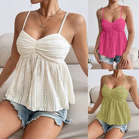 Women's Camisole Tank Top Ruched Solid Color Daily Stylish
